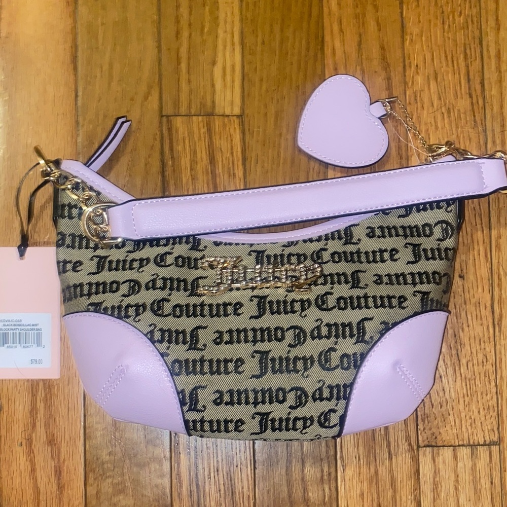 Juicy Couture Lavender and Tan Logo Crossbody Bag